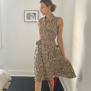 NWT Nanette Lepore Pink/Yellow Leopard Midi Dress